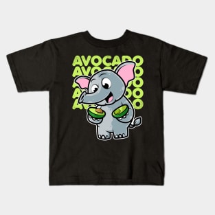 Cute Elephant Eating Avocado Kawaii Neko Anime product Kids T-Shirt